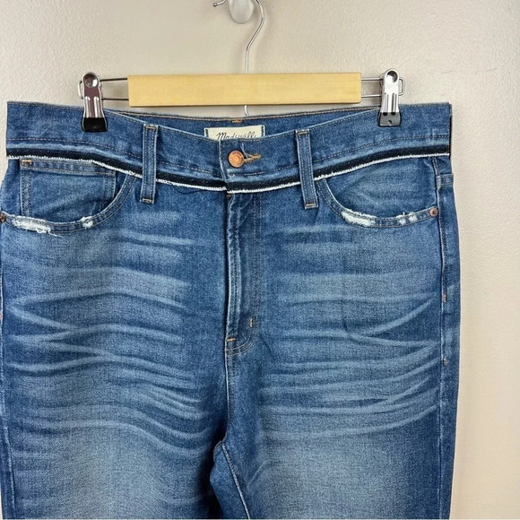 Madewell Retro Crop Bootcut Jeans 30 Distressed Fray Trim High Rise Boyfriend - Picture 5 of 14